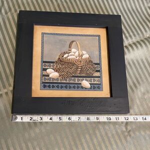 Framed Basket Still Life Wall Art - Navy & Beige